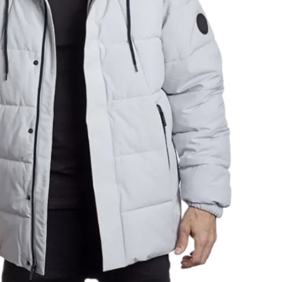 PERRY ELLIS light gray & black puffer tech jacket coat  Size L NWT winter ski - Picture 2 of 12